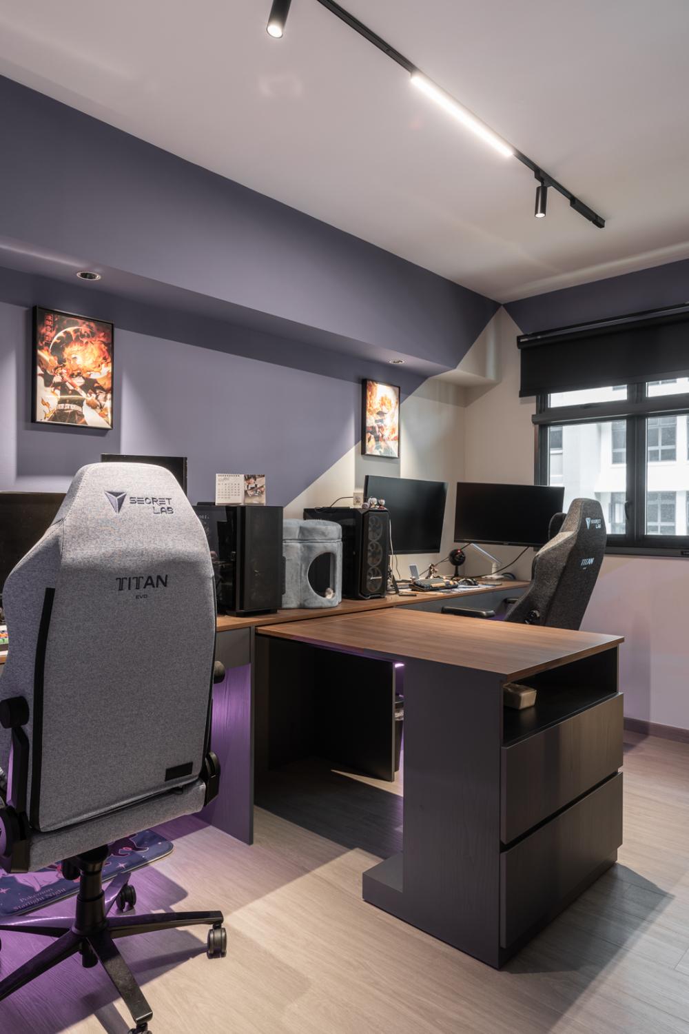 Contemporary Gaming Room with Settee and TV Console