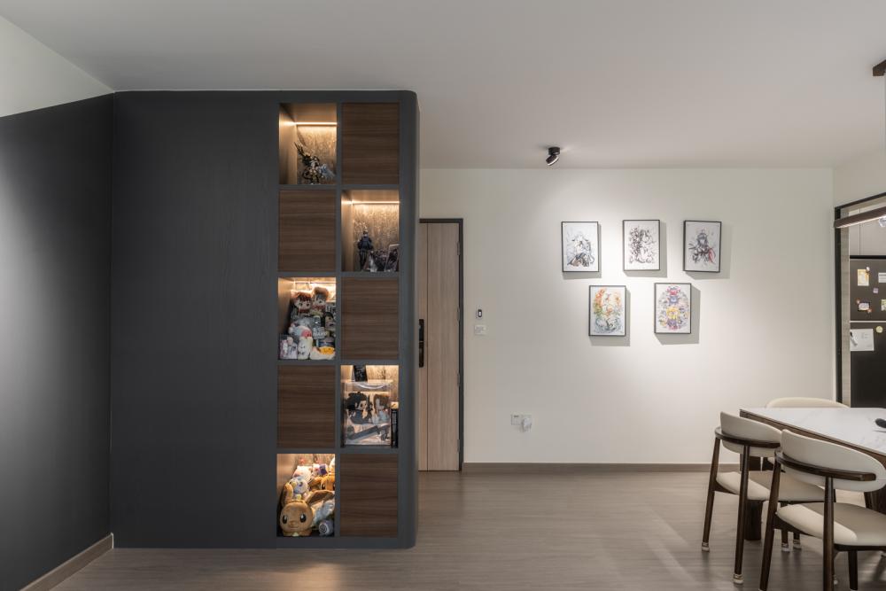Contemporary Foyer with Artwork and Console Table