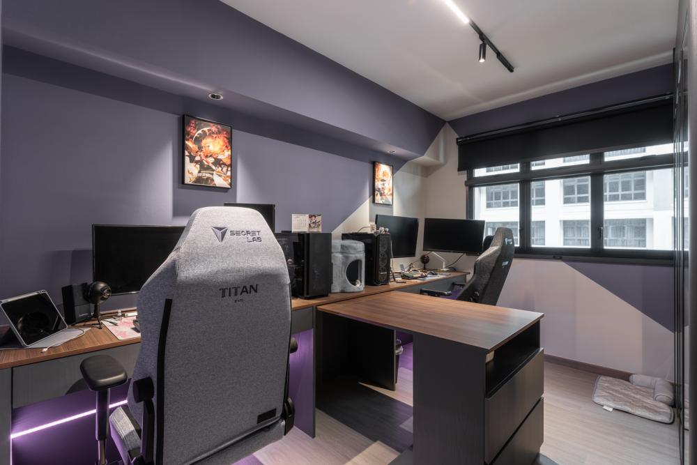Contemporary Gaming Room with Settee and TV Console