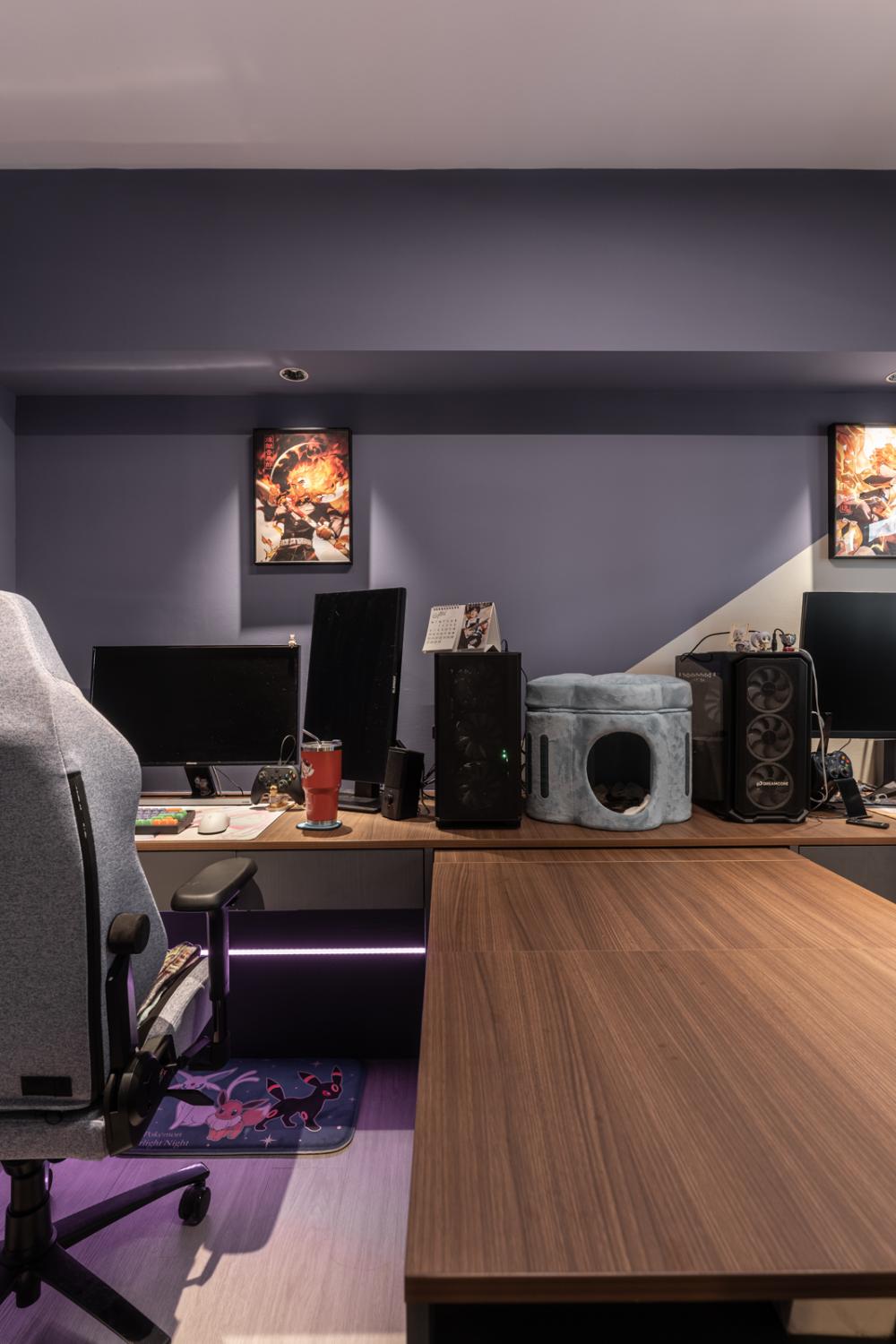 Contemporary Gaming Room with Settee and TV Console