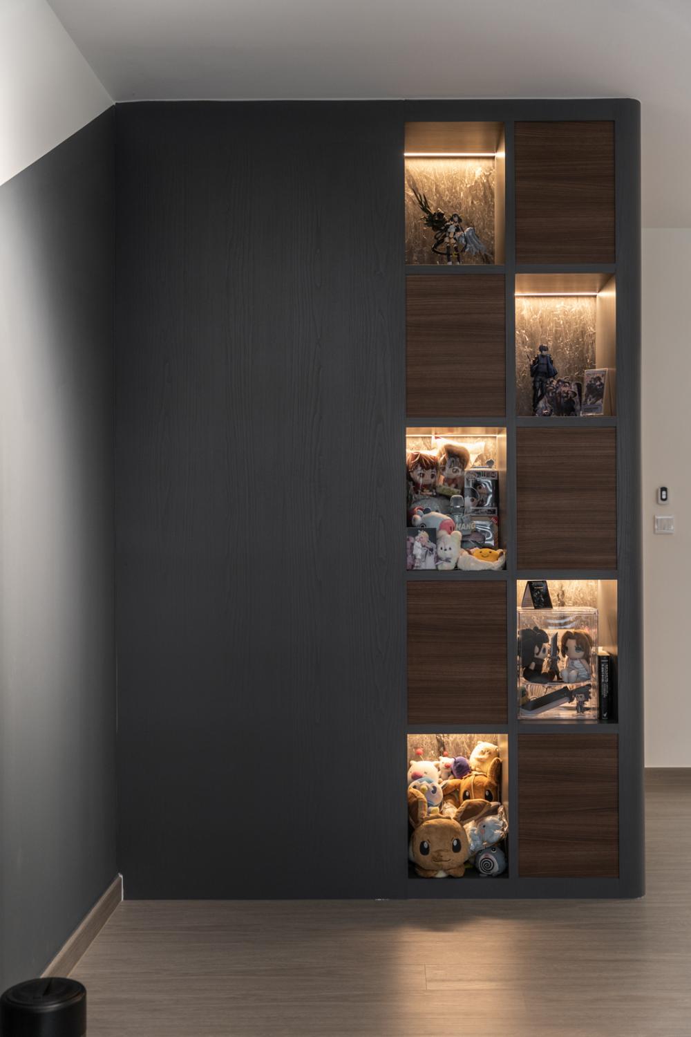 Contemporary Foyer with Artwork and Console Table