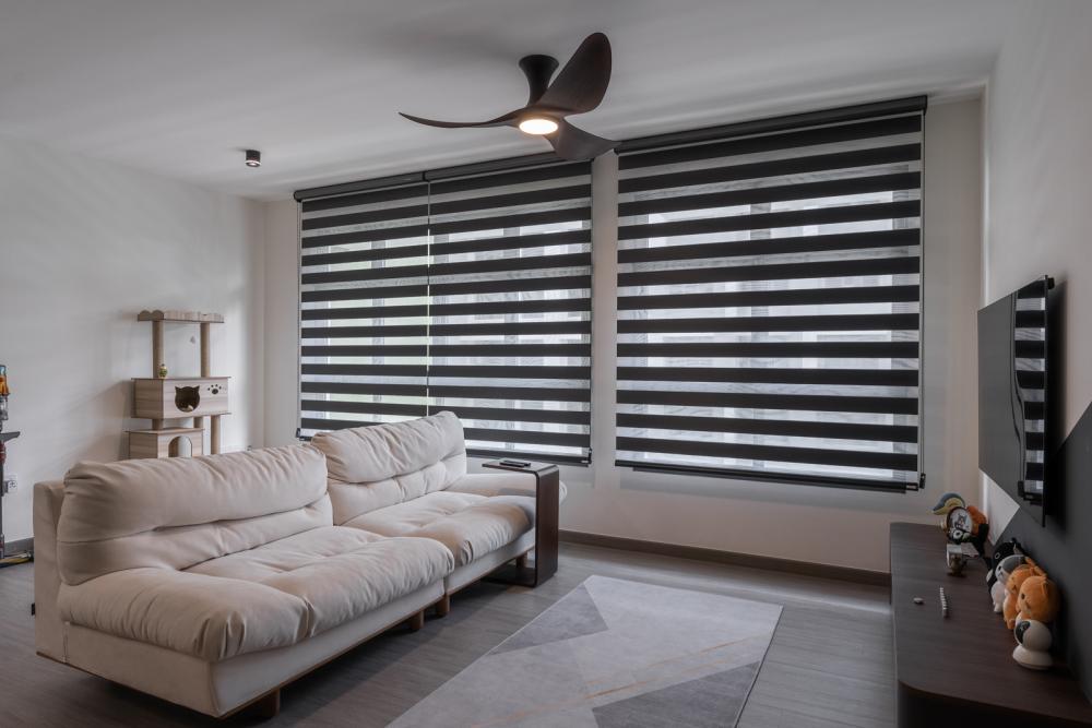 Contemporary Living Room with Vinyl Flooring and TV Console