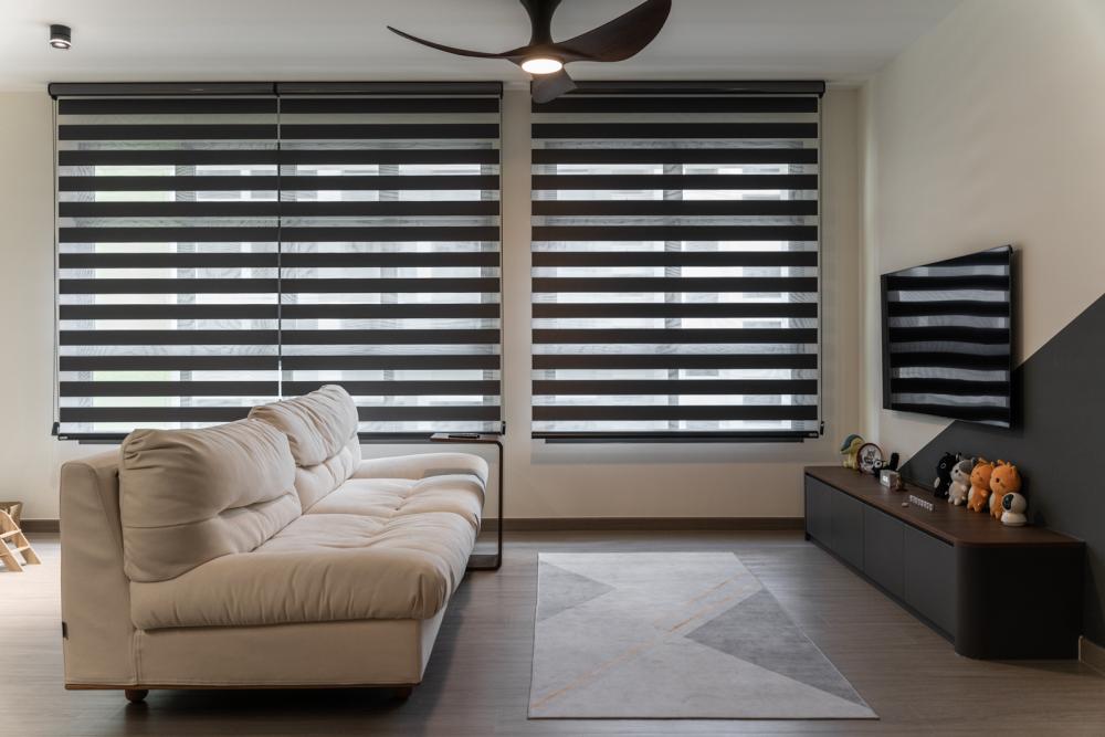 Contemporary Living Room with Vinyl Flooring and TV Console