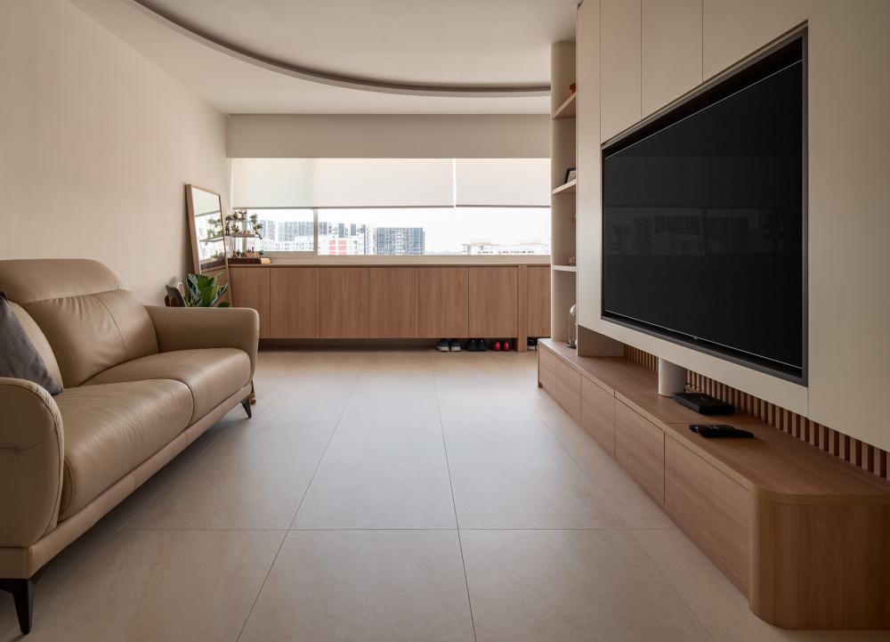 Scandinavian Living Room with Settee and Feature Wall