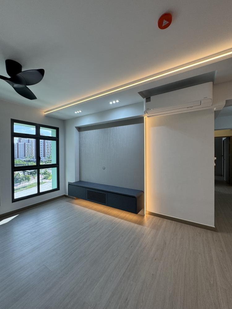 Modern Living Room with TV Console and Feature Wall