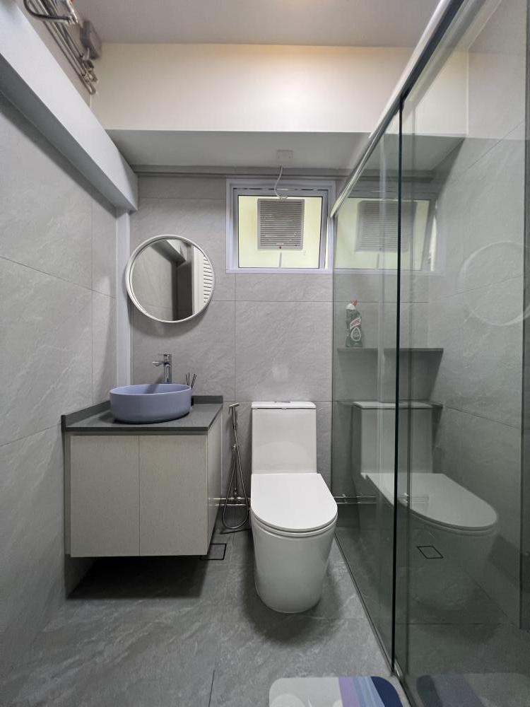 Minimalist Bathroom with Vanity Counter and Shower Screen