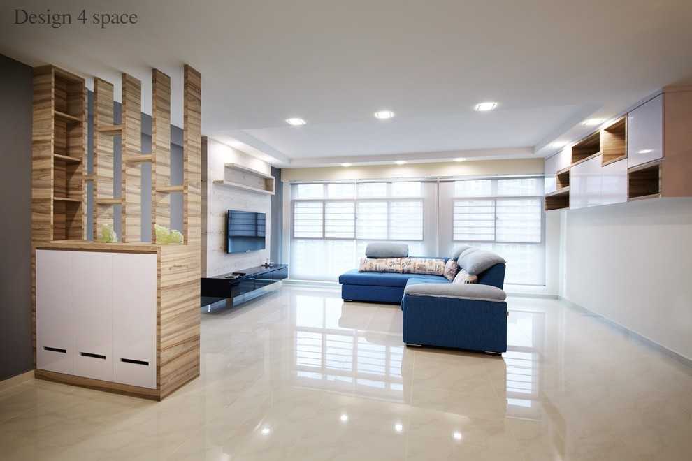 Modern Living Room with Wood Flooring and TV Console