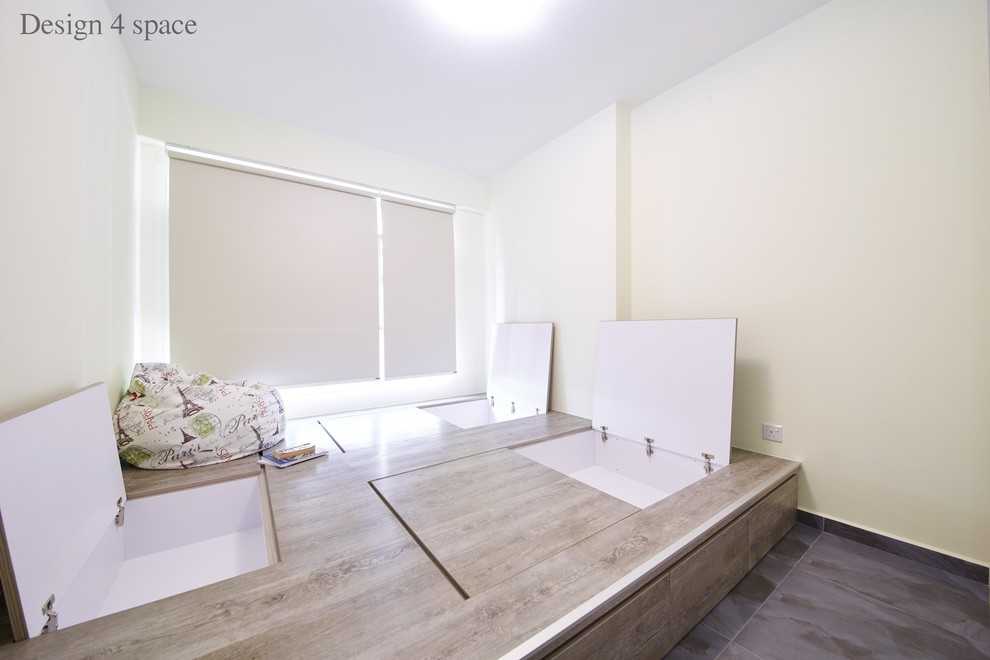Modern Bedroom with Wood Flooring and Wardrobe