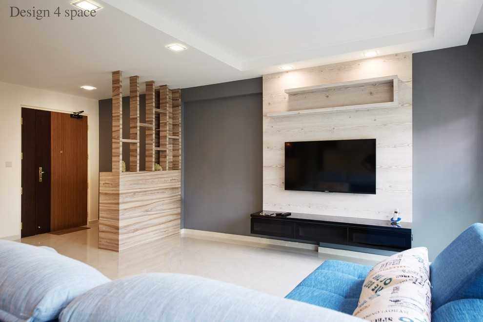 Modern Living Room with TV Console and Feature Wall