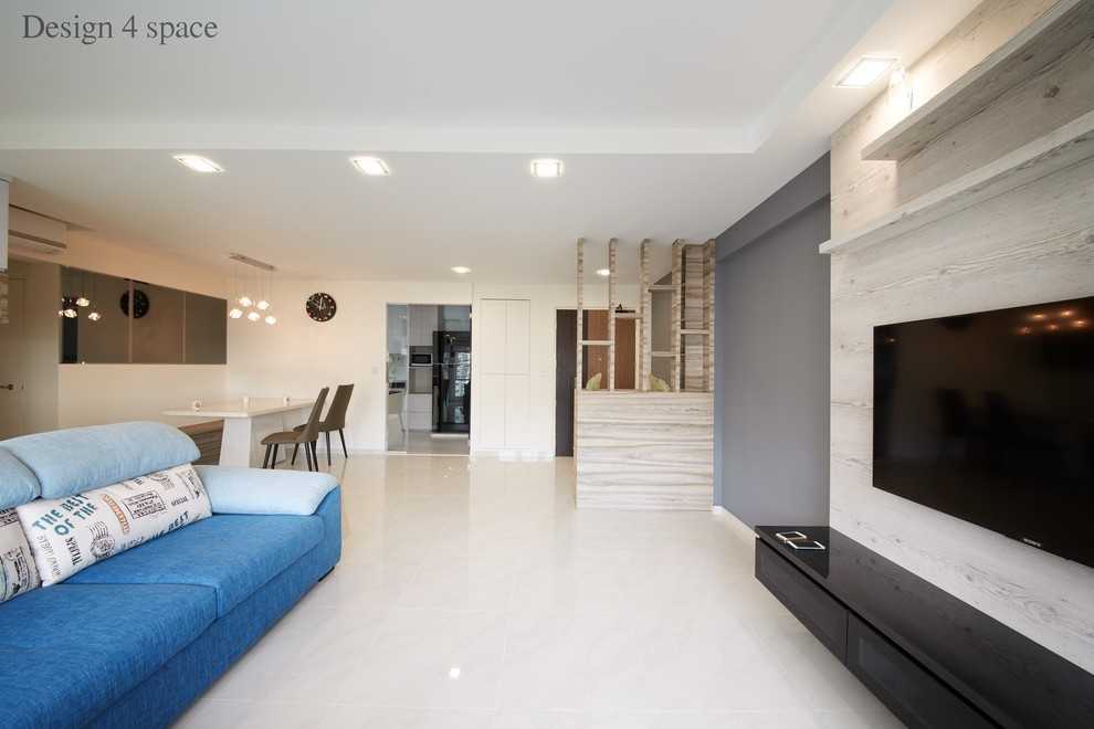 Modern Living Room with TV Console and Feature Wall