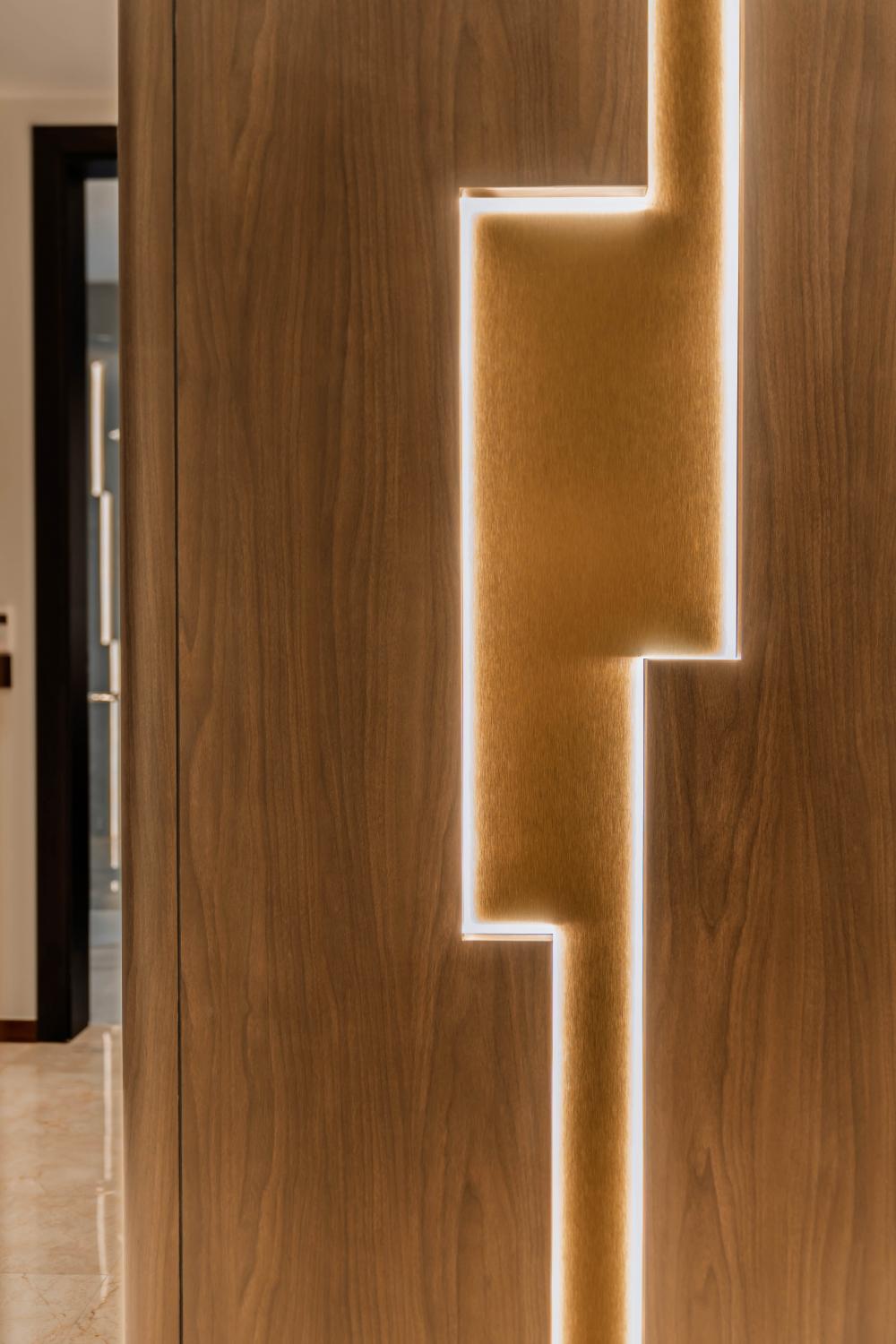 Modern Entryway with Feature Wall and Shoe Cabinets