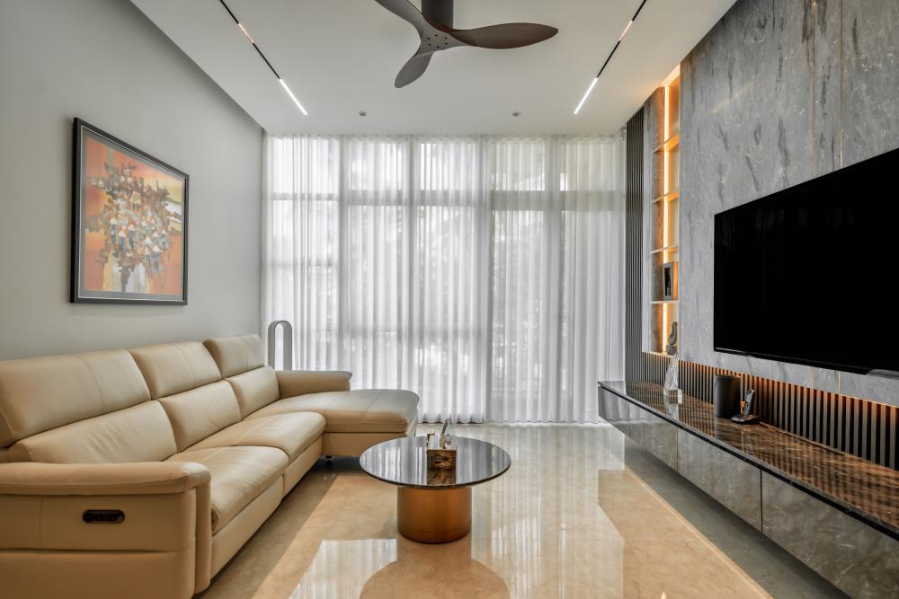 Modern Living Room with Feature Wall and Sofa