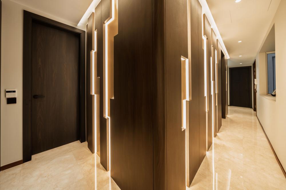 Modern Entryway with Small Storage and Doors