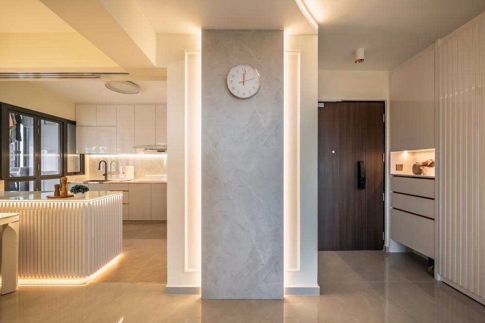 Contemporary Entryway with Shoe Cabinets and Doors