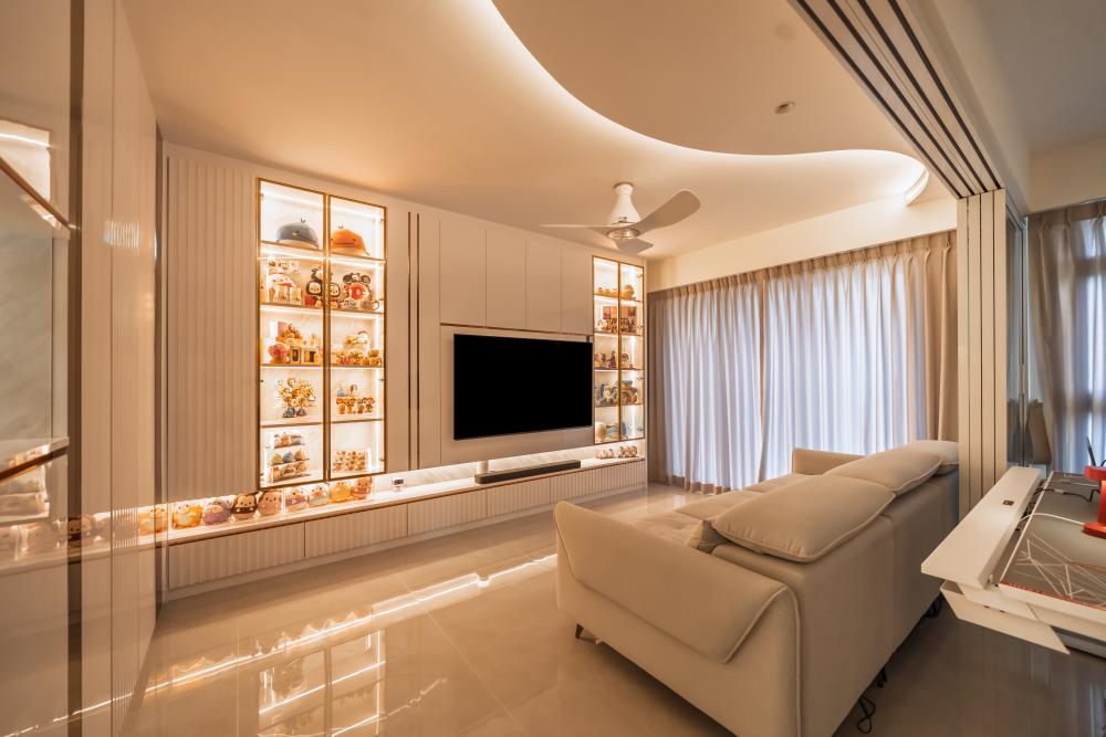 Contemporary Living Room with Sofa and Sofa Beds