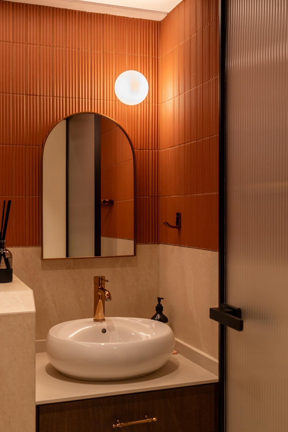 Country Bathroom with Mirror and Mosaic