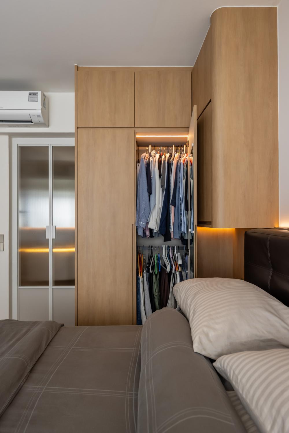 Scandinavian Bedroom with Wardrobe and Lighting