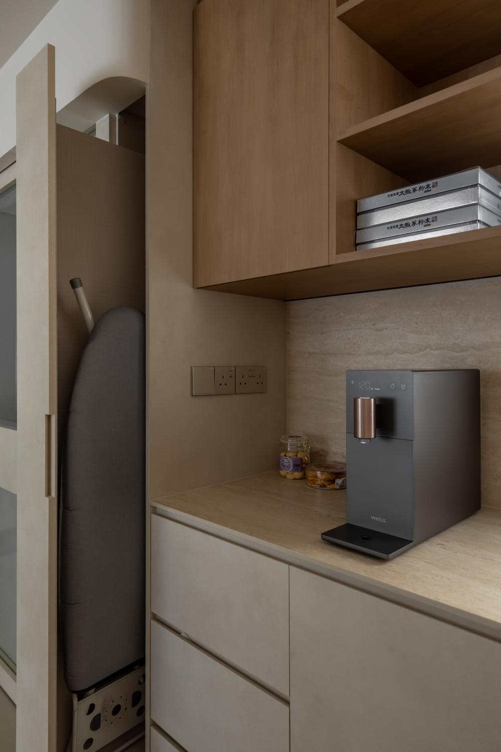Scandinavian Pantry with Drinkware and Kitchen Accessories