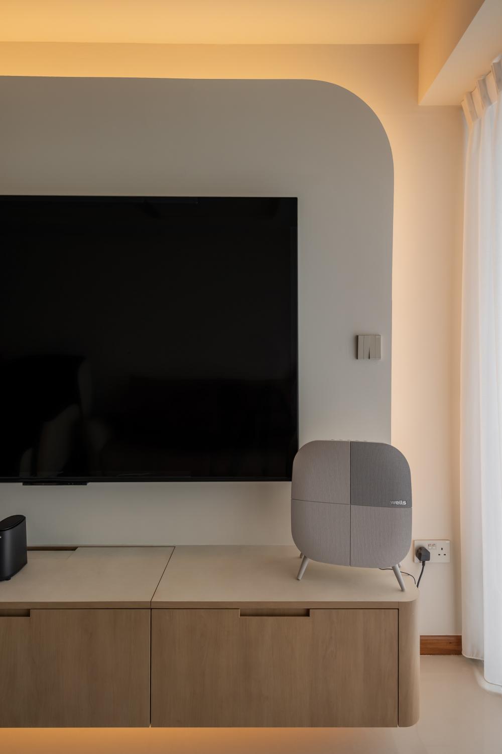 Scandinavian Living Room with TV Console and Lighting