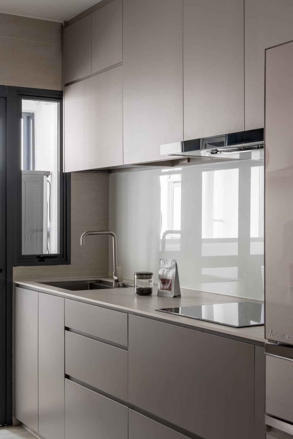 Scandinavian Kitchen with Kitchen Tap and Kitchen Cabinets