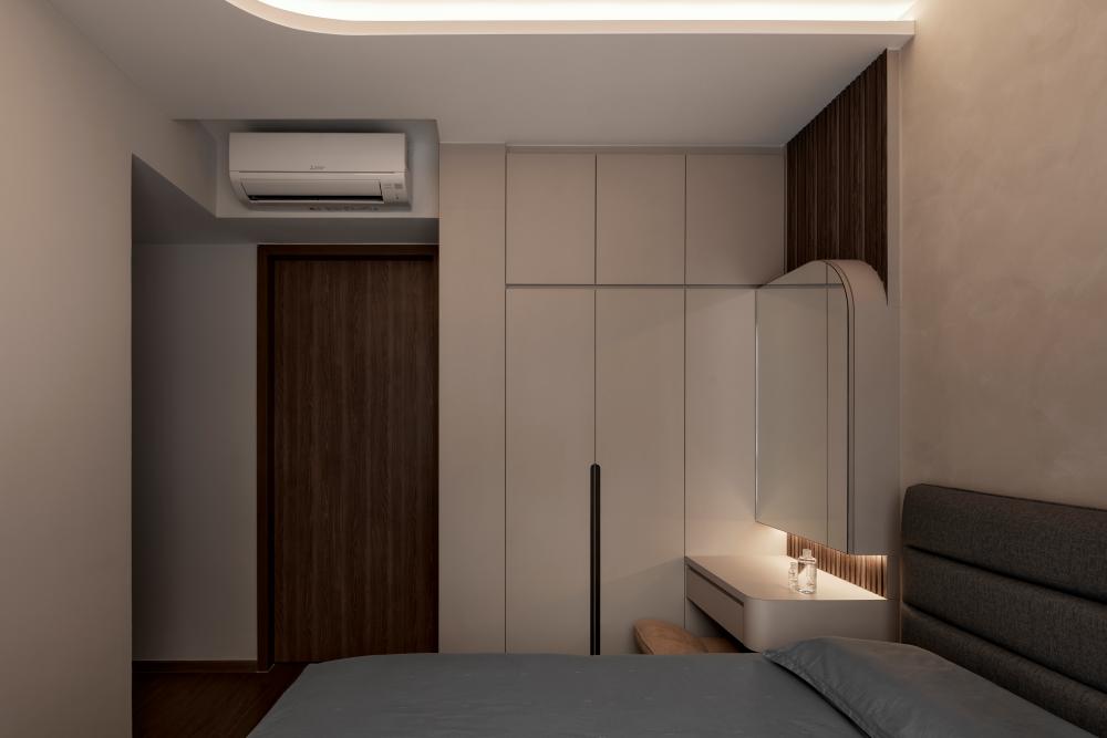 Modern Bedroom with Wardrobe and Bedside Table