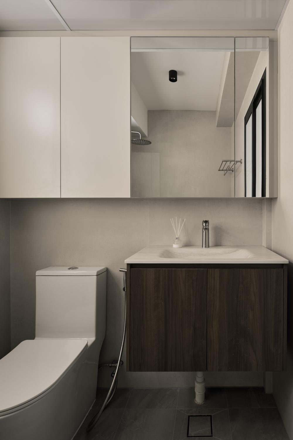 Contemporary Bathroom with Mirror and Bathroom Mirrors