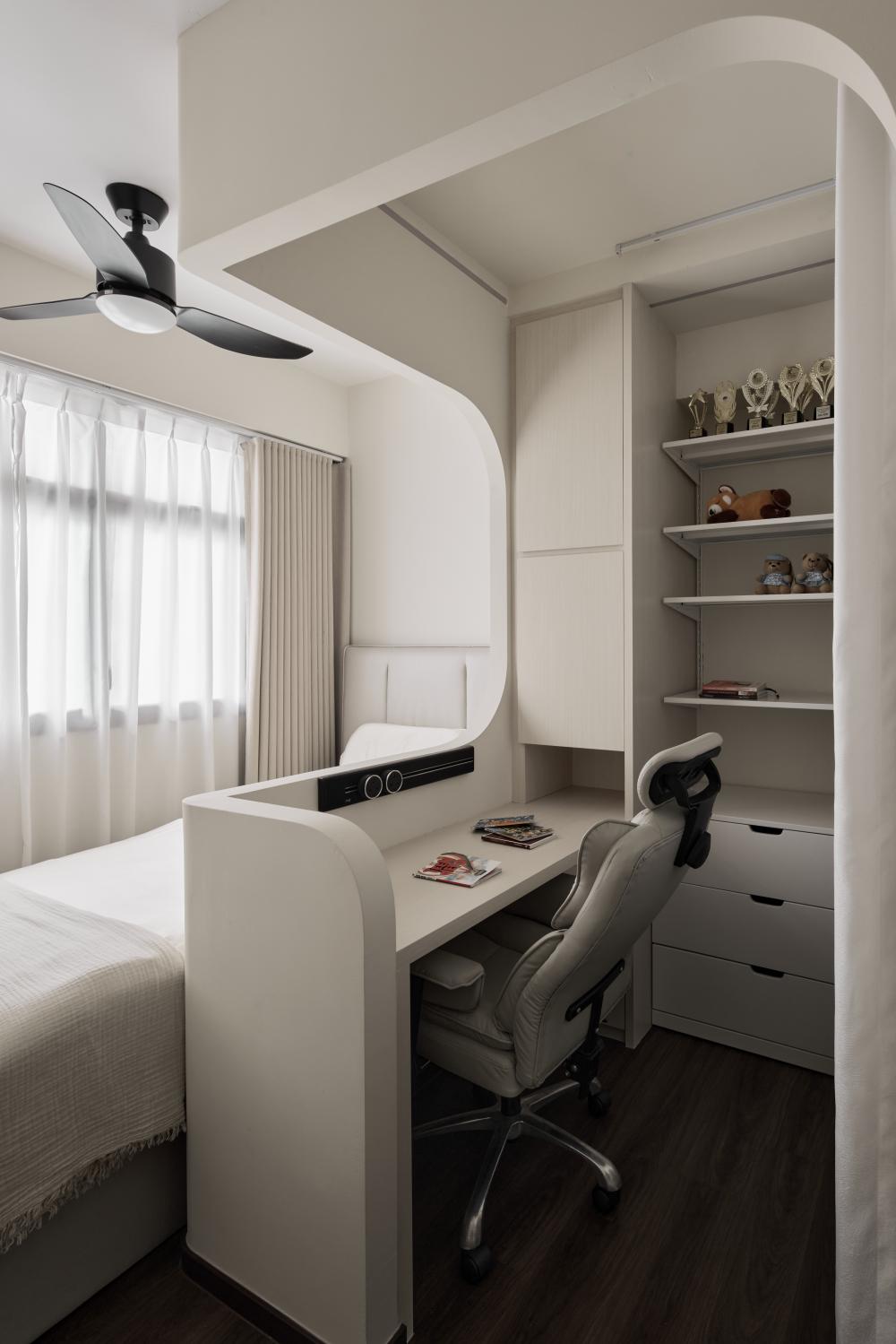 Contemporary Bedroom with Built-in Bed and Closet