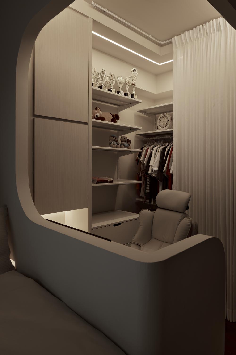 Contemporary Bedroom with Drop Ceiling and Ceiling Light