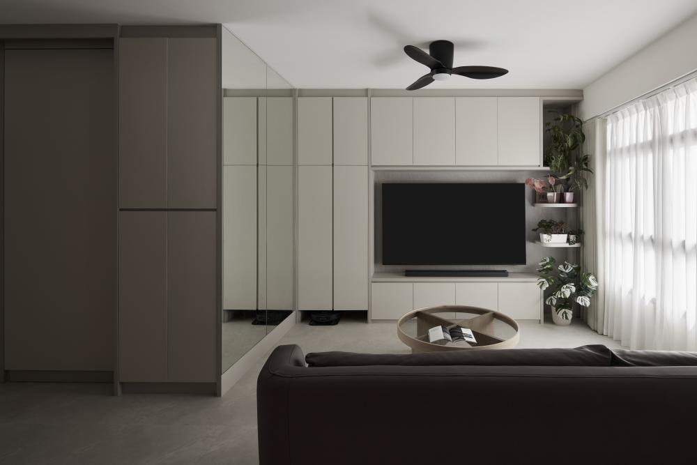 Contemporary Living Room with TV Console and Sofa