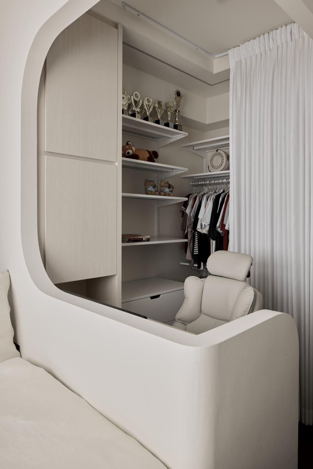 Contemporary Bedroom with Bedside Table and Children's Beds