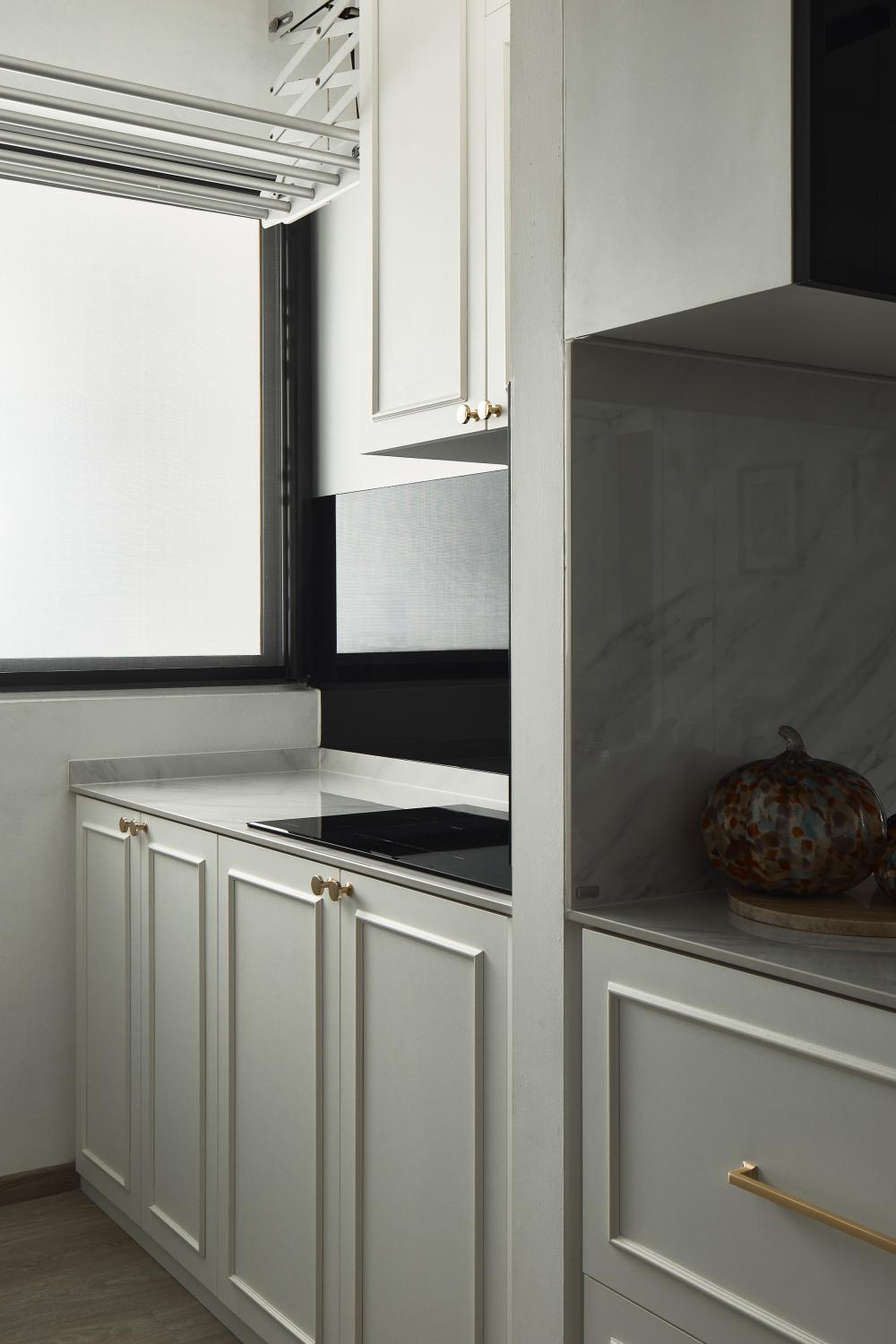 Asian Kitchen with Open Kitchen and Breakfast Counter