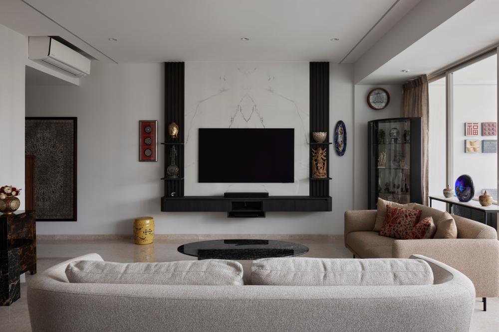 Contemporary Living Room with TV Console and Sofa