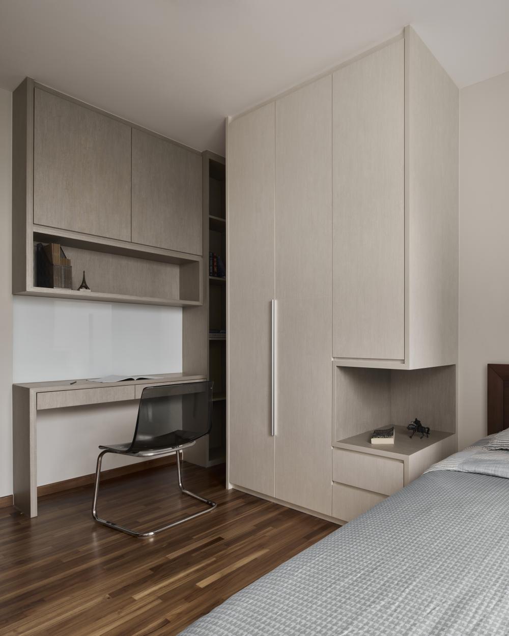 Contemporary Bedroom with Wardrobe and Bedside Table
