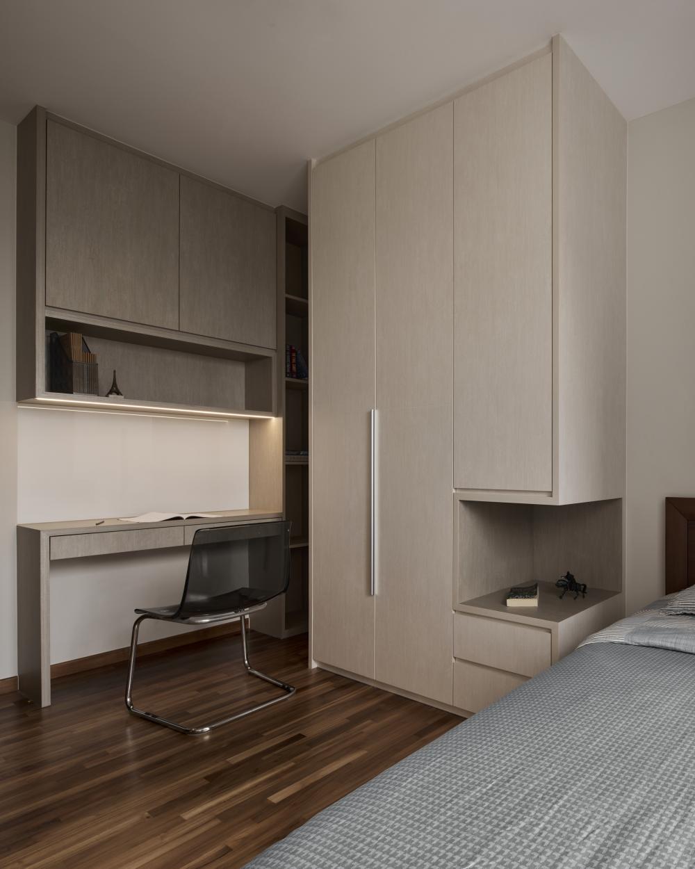 Contemporary Bedroom with Wardrobe and Bedside Table