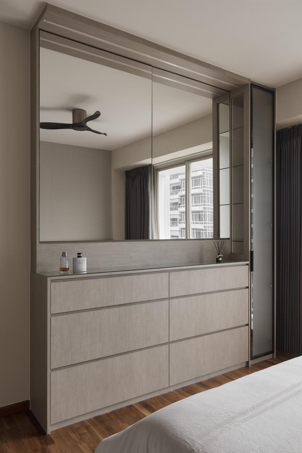 Contemporary Bedroom with Mirror and Wardrobe