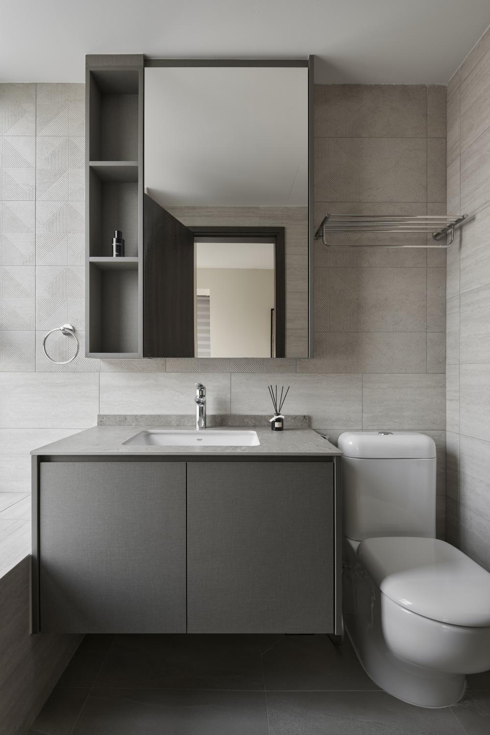 Contemporary Bathroom with Mirror and Bathroom Mirrors