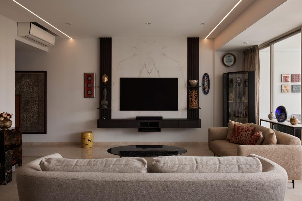 Contemporary Living Room with TV Console and Sofa