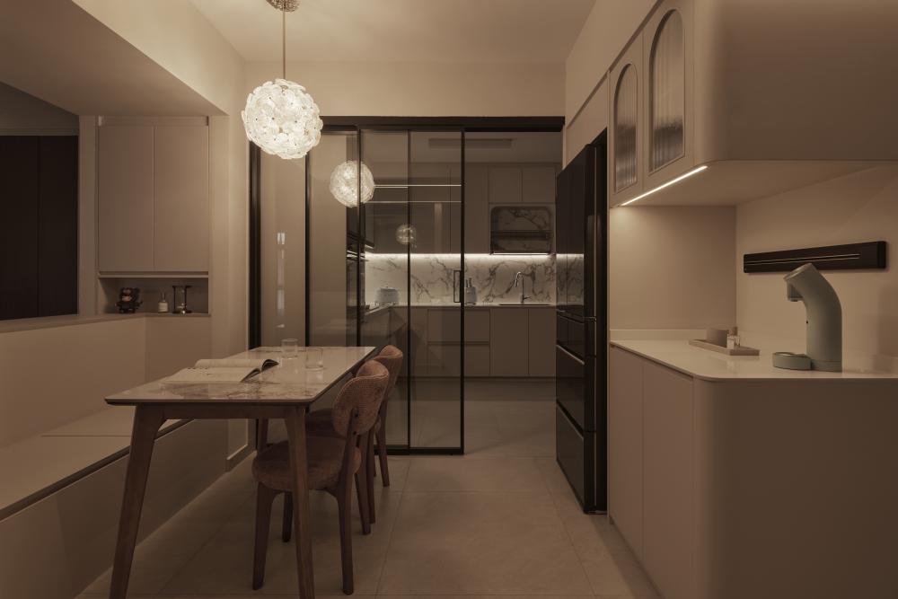 Asian Dining Room with Dining Table and Dining Chairs