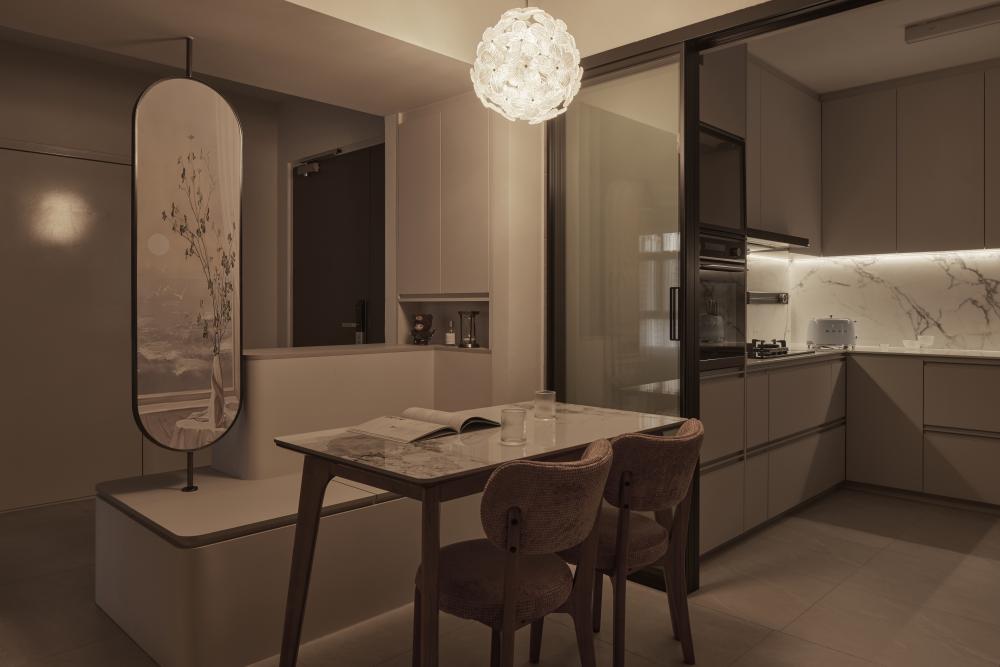 Asian Dining Room with Dining Table and Dining Chairs