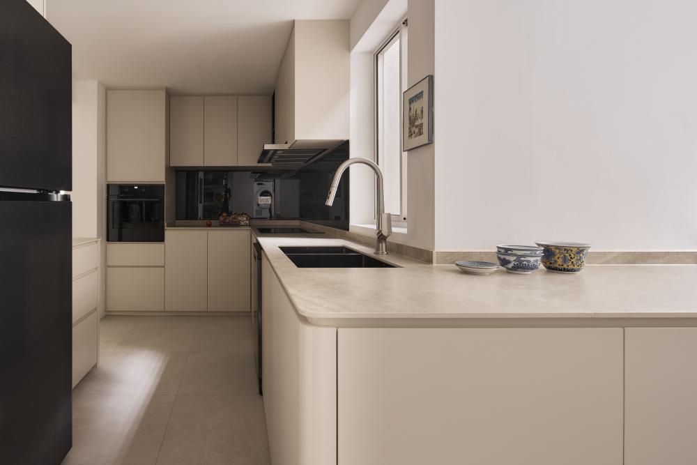 Asian Kitchen with Countertop and Kitchen Accessories