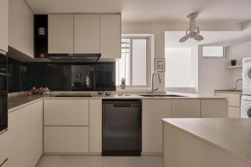 Asian Kitchen with Kitchen Island and Open Kitchen