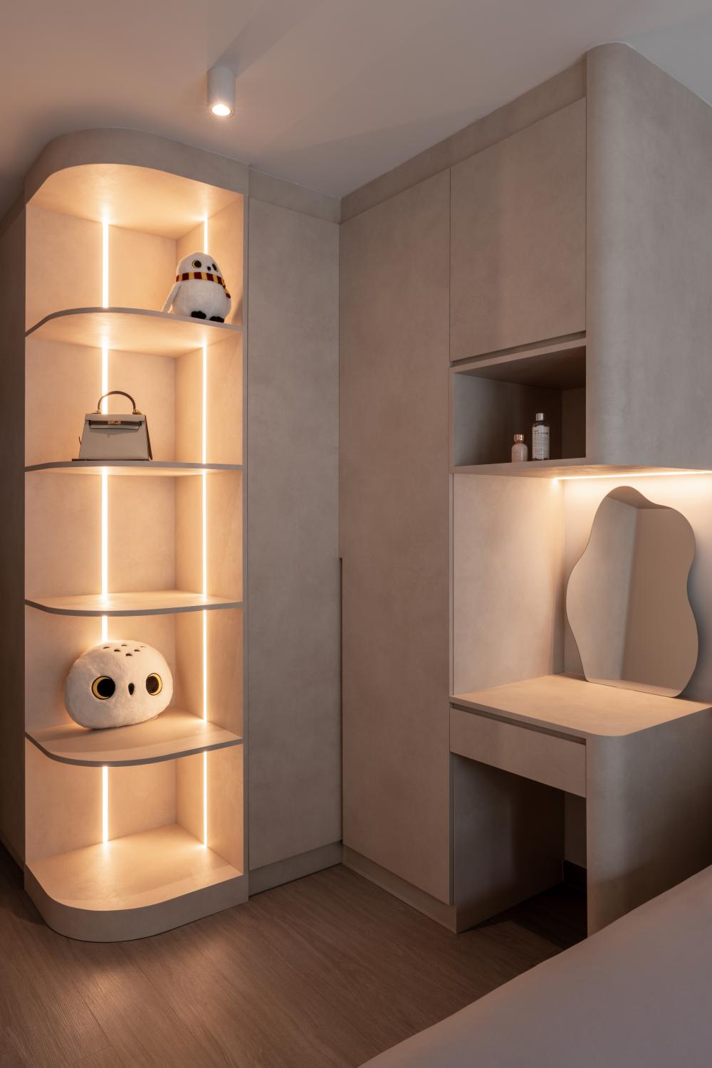 Modern Bedroom with Wardrobe and Bedside Table