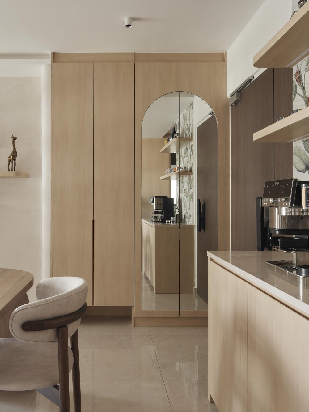 Scandinavian Entryway with Mirror and Seating Bench