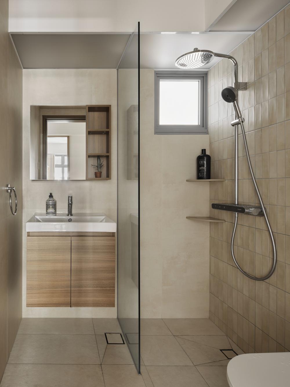 Scandinavian Bathroom with Mirror and Bathroom Mirrors