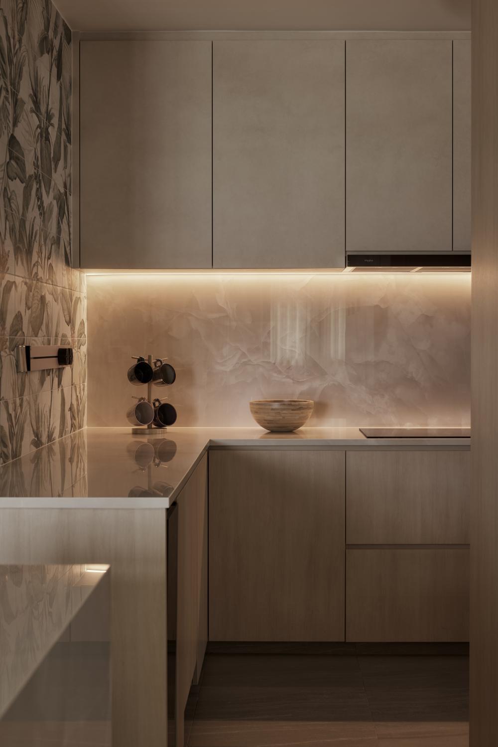 Scandinavian Kitchen with Countertop and Kitchen Cabinets