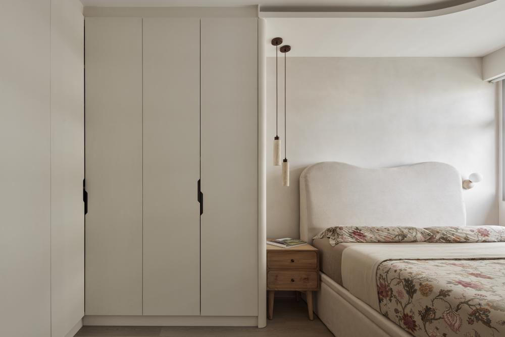 Scandinavian Bedroom with Wardrobe and Bed