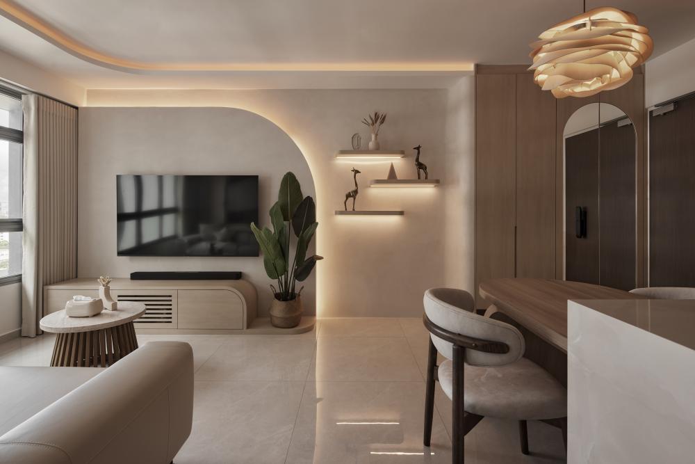 Scandinavian Living Room with TV Console and Sofa