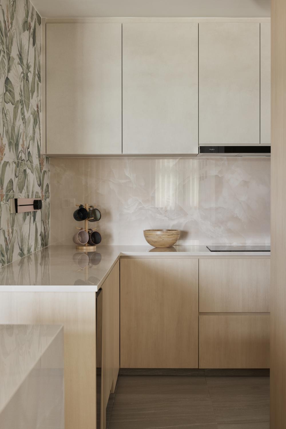 Scandinavian Kitchen with Countertop and Kitchen Cabinets