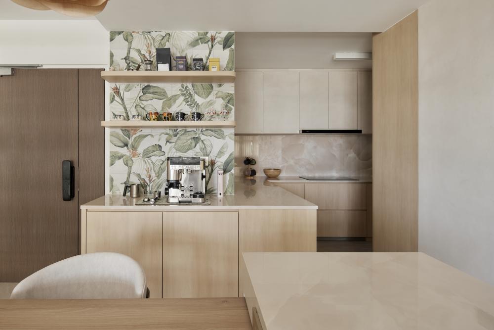 Scandinavian Kitchen with Kitchen Tap and Kitchen Cabinets