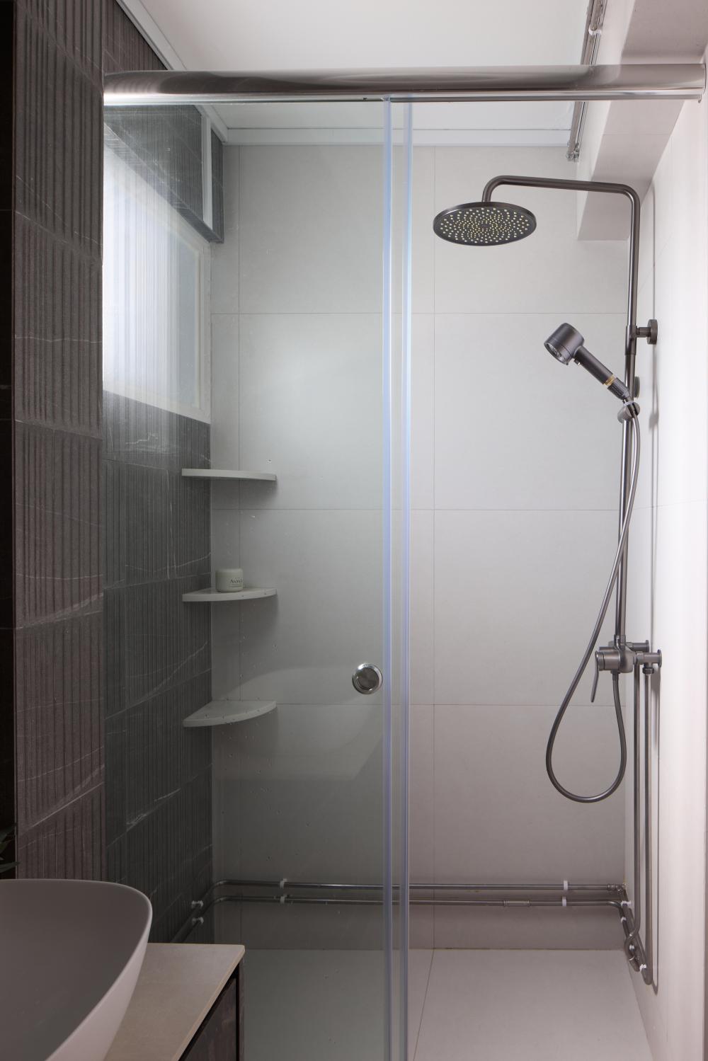 Modern Bathroom with Mirror and Shower Screen